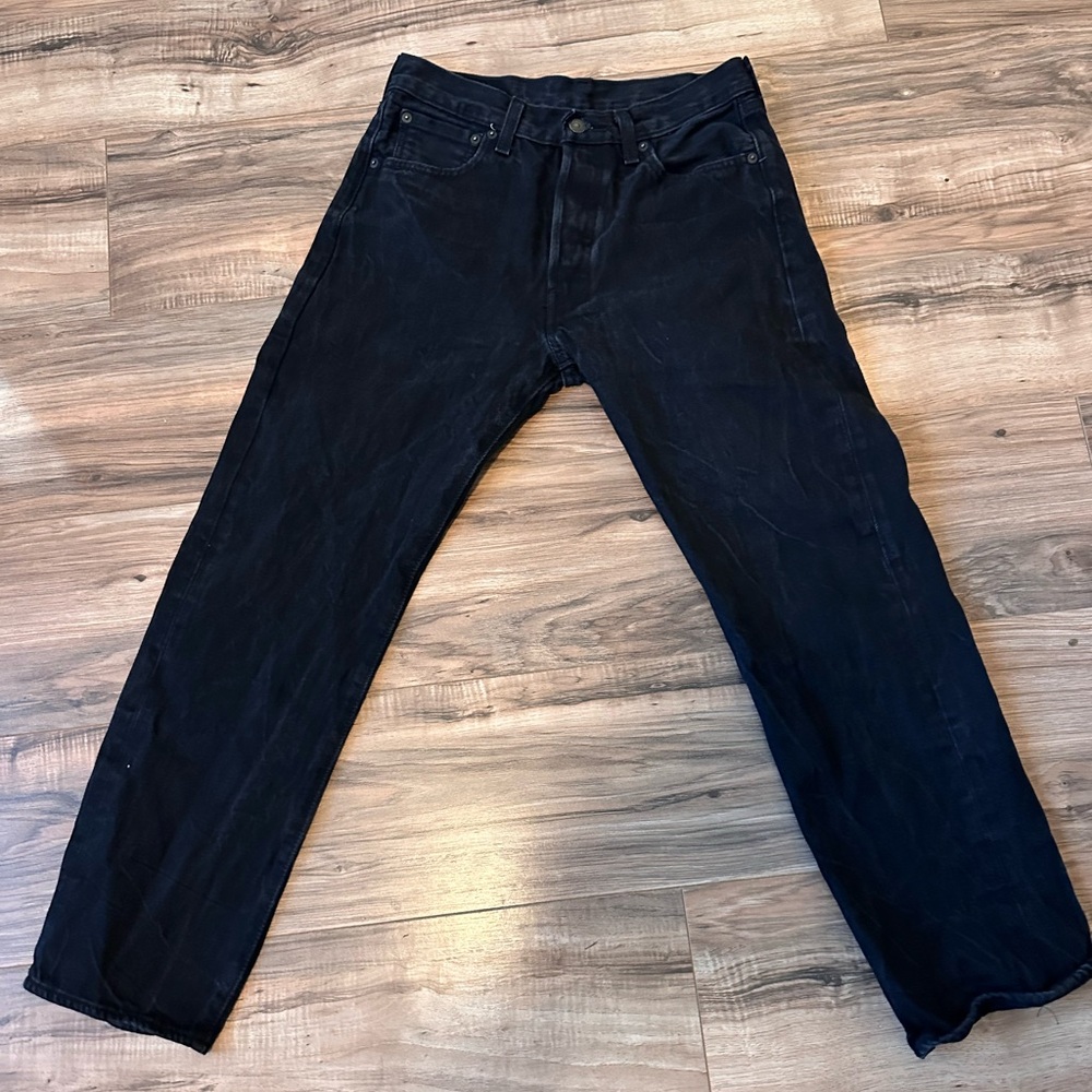 Levi’s 501 Original Fit Men’s Jeans – Black Denim Button Fly, WaterLess